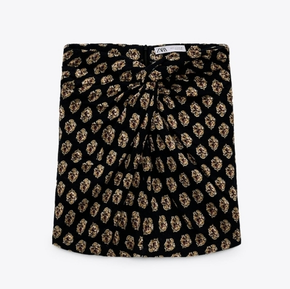 NWT ZARA PRINTED GATHERED SKIRT - Picture 2 of 11